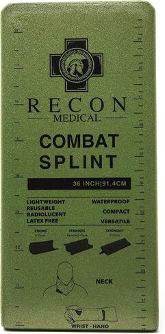 Combat Splint- (Olive Green) Recon Medical Combat Splint 36 inches Lightweight Reusable WaterProof First Aid Medical Tactical Registration Card! (1 Pack) (ROLL 4.25x3) in Saudi Arabia