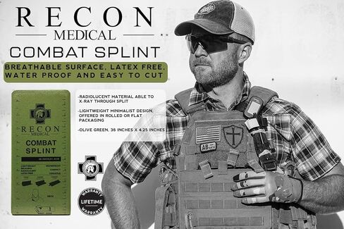 Combat Splint- (Olive Green) Recon Medical Combat Splint 36 inches Lightweight Reusable WaterProof First Aid Medical Tactical Registration Card! (1 Pack) (ROLL 4.25x3) in Saudi Arabia