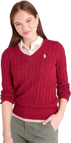 U.S. Polo Assn. Women's Cable Sweater - Soft Knit, Embroidered Pony Logo, Ribbed Trims, Casual Cozy Pullover in Saudi Arabia