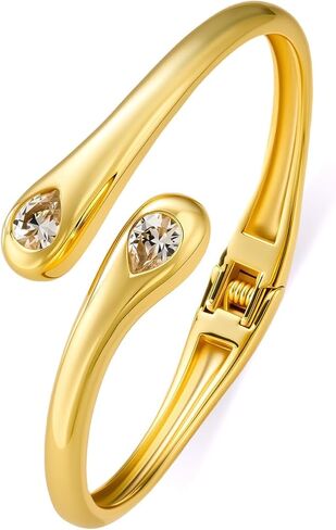 Cicy Bell 18k Gold Plated Bangle Bracelets for Women Tear Drop Cubic Zirconia Trendy Adjustable Twist Cuff Bracelets Birthday Jewelry Gifts in Saudi Arabia