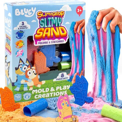 Bluey SlimySand Party Pack, 6-Pack, Blue Raspberry Scented, Reuseable Play Sand, Sensory Sand Bags, Bluey Party Favors, Bluey Toys, Toddler Activities, Bluey Birthday Party Supplies, Toys & Games in Kuwait