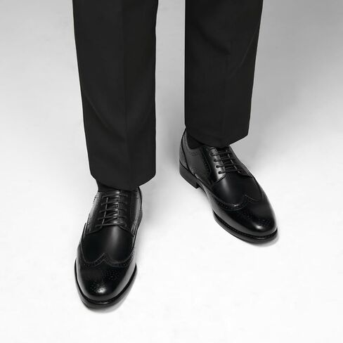 HEEZ Men's Dress Shoes Genuine Leather, Wingtip Oxford for Men Non Slip, Lace up Plain Toe Derby Dress Shoes for Formal, Business, Wedding, Office in Saudi Arabia