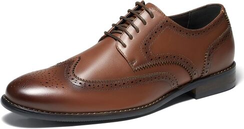 HEEZ Men's Dress Shoes Genuine Leather, Wingtip Oxford for Men Non Slip, Lace up Plain Toe Derby Dress Shoes for Formal, Business, Wedding, Office in Saudi Arabia