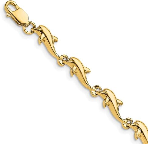 Diamond2Deal 14k Yellow Gold Dolphin Bracelet 7 in in Saudi Arabia