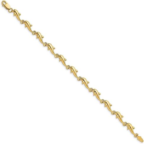 Diamond2Deal 14k Yellow Gold Dolphin Bracelet 7 in in Saudi Arabia