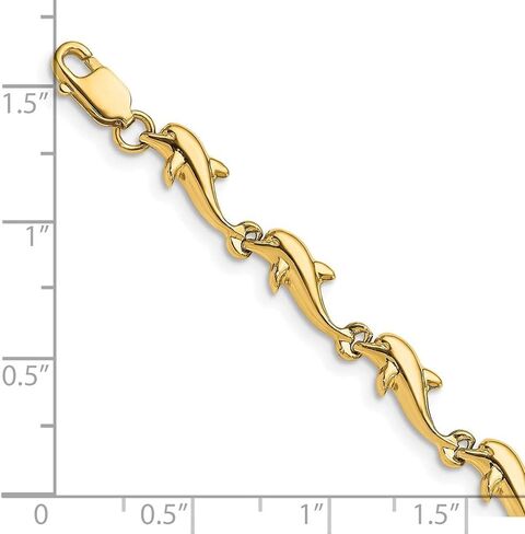 Diamond2Deal 14k Yellow Gold Dolphin Bracelet 7 in in Saudi Arabia