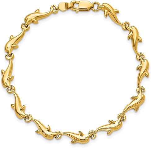 Diamond2Deal 14k Yellow Gold Dolphin Bracelet 7 in in Saudi Arabia