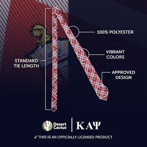 Desert Cactus Kappa Alpha Psi Neck Tie Kappas Fraternity Greek Formal Occasion 100% Polyester Necktie with Logo, Officially Licensed (Style C) in Saudi Arabia