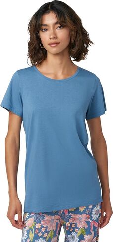 HUE Women's Sleep and Lounge Pajama Separates, Late Summer & Fall Collection, Coronet Blue - Scoop Neck Short Sleeve Tee, X-Large in Saudi Arabia