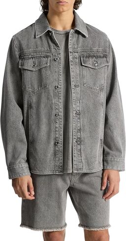 Michael Kors mens Curved Hem Denim Shirt Jacket in Saudi Arabia