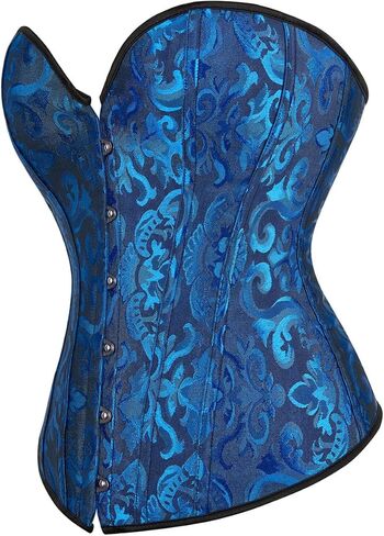 Women's Bustier Corset Top, Strapless Lace Up Waist Cincher for Halloween, Theme Parties, Fashion Womens Vintage Floral Top Blue in Saudi Arabia