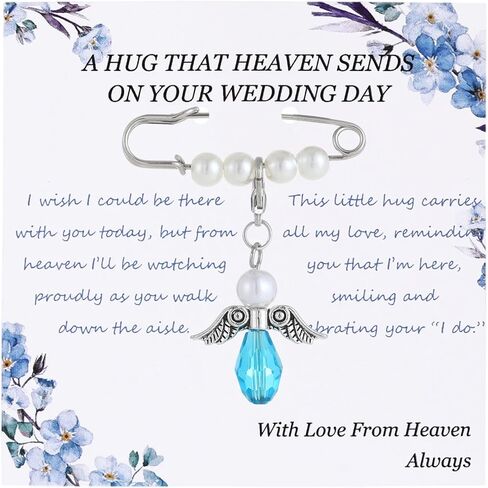 Something Blue Gift for Bride, Bridal Angel Bouquet Charms for Wedding Memory, Bride Gift in Memory of Mom or Dad, Memorial Jewelry for Wedding Day in Saudi Arabia