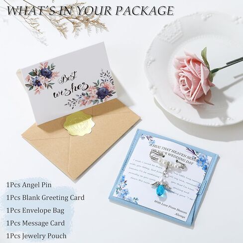 Something Blue Gift for Bride, Bridal Angel Bouquet Charms for Wedding Memory, Bride Gift in Memory of Mom or Dad, Memorial Jewelry for Wedding Day in Saudi Arabia