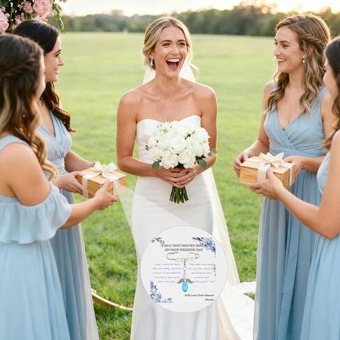 Something Blue Gift for Bride, Bridal Angel Bouquet Charms for Wedding Memory, Bride Gift in Memory of Mom or Dad, Memorial Jewelry for Wedding Day in Saudi Arabia