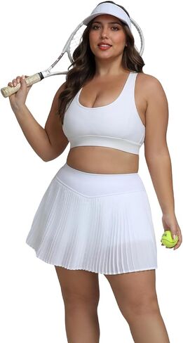 Women's Plus Size Pleated Tennis Skirts with Shorts High Waisted Athletic Golf Skorts Mini Skirt with Pockets in Saudi Arabia