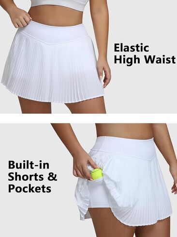 Women's Plus Size Pleated Tennis Skirts with Shorts High Waisted Athletic Golf Skorts Mini Skirt with Pockets in Saudi Arabia