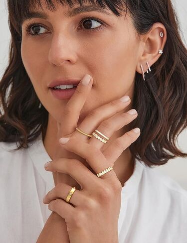 Stackable Gold Rings for Women Non Tarnish Wedding 14K Gold Plated Stacking Cubic Zirconia Thumb Ring Set Stack Engagement Eternity Dainty Bands Pinky Statement Promise Gold Jewelry Size 6-10 in Saudi Arabia