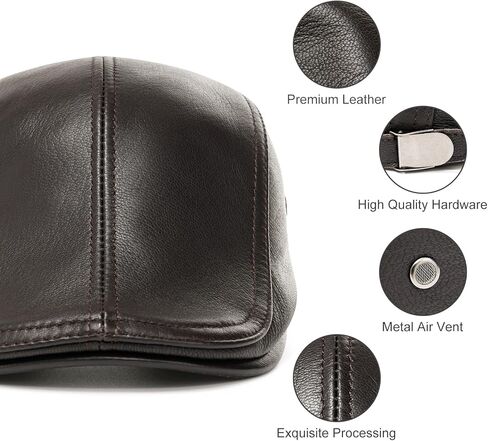 قبعة BOTVELA للرجال من الجلد الأصلي لموزع الصحف، قبعة جولف مسطحة قابلة للتعديل، قبعة Ivy Cap Gatsby Driving Beret in Kuwait