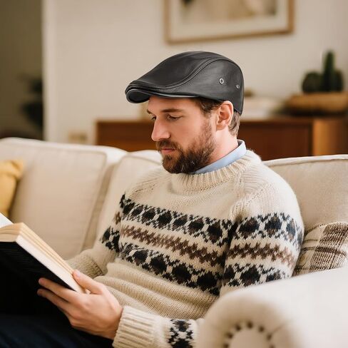 قبعة BOTVELA للرجال من الجلد الأصلي لموزع الصحف، قبعة جولف مسطحة قابلة للتعديل، قبعة Ivy Cap Gatsby Driving Beret in Kuwait