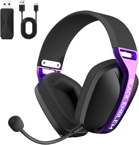 Black Emblem X2 Wireless Gaming Headset 2.4GHz Headset with Up to 50 Hours Battery, Breathable Earcups, Lossless Audio, Low Latency, Removable Mic Headsets for IPone 16/Android/PS/Switch in Kuwait
