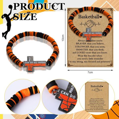 12 Sets Basketball Bracelets Gifts Adjustable Cross Clay Rope Wristband with Card for Basketball 2026 Senior Night in Saudi Arabia
