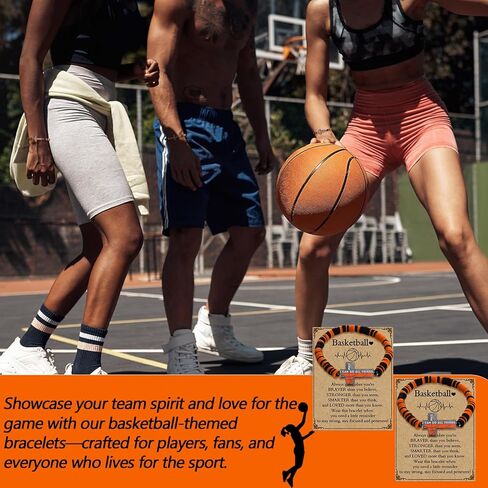 12 Sets Basketball Bracelets Gifts Adjustable Cross Clay Rope Wristband with Card for Basketball 2026 Senior Night in Saudi Arabia