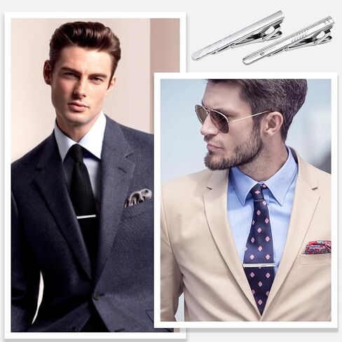 2 Pack Stylish Tie Clips for Men, Business & Wedding Accessory in Saudi Arabia