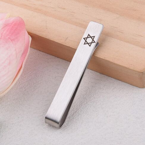 Jewish Star Mens Tie Clip Silver Star of David Hanukkah Decorations Hexagram Tie Clips Bar for Birthday Christmas Party in Saudi Arabia