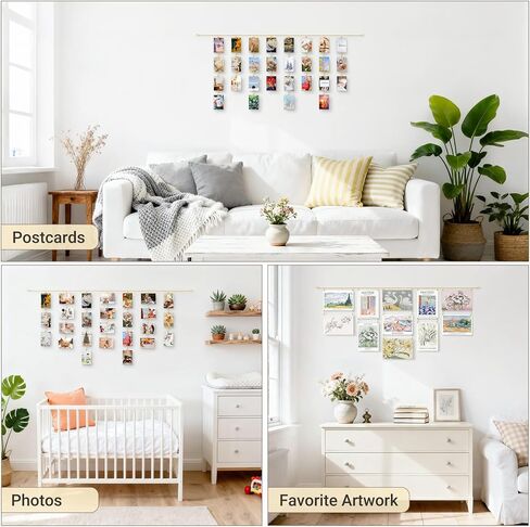 Mkono Art Display for Kids Artwork 63" L Metal Hanging Chain with 48 Clips, Kids Art Collage Pictures Holder, Boho Wall Decoration for Room Bedroom Playroom Classroom, Gold in Saudi Arabia