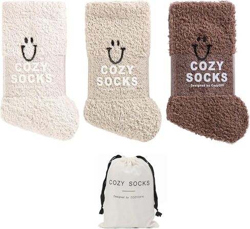 Cozy Socks for Women Gifts: Fuzzy Ultra-Soft Warm Fluffy Cute Luxury Cloud Socks for Home Sleep 3 Pack in Saudi Arabia