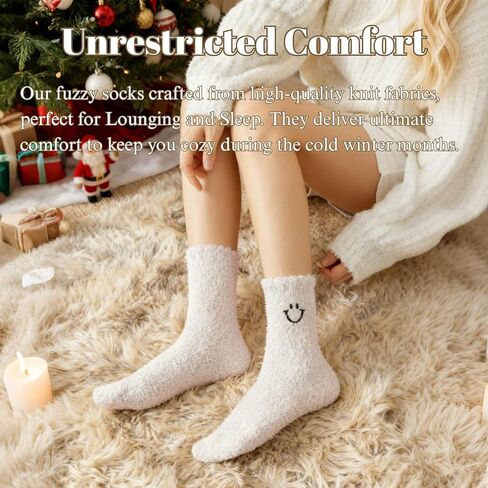 Cozy Socks for Women Gifts: Fuzzy Ultra-Soft Warm Fluffy Cute Luxury Cloud Socks for Home Sleep 3 Pack in Saudi Arabia