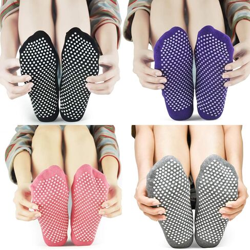 ELUTONG Pliates Socks for Women with Grip Non Slip Yoga Sock for Barre Hospital Barefoot Workout(5-13) in Saudi Arabia