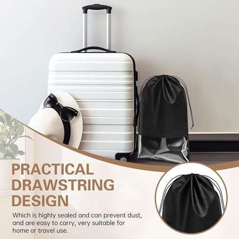 4 Pcs Tall Boot Bags for Travel, Non Woven Shoe Storage Organizer, Black Shoe Bags with Rope, Large Boot Protector Cover Pouch in Saudi Arabia