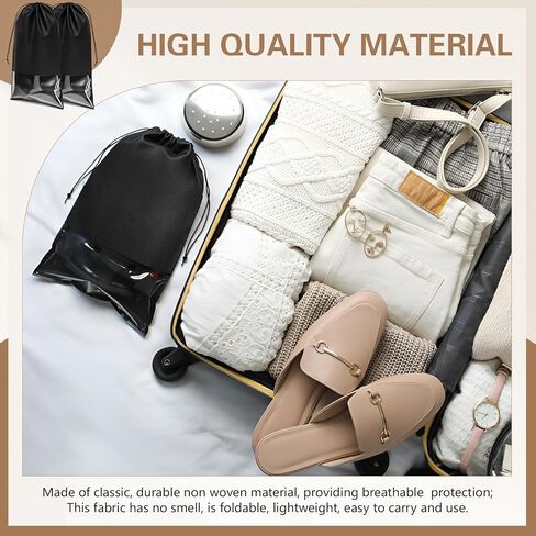 4 Pcs Tall Boot Bags for Travel, Non Woven Shoe Storage Organizer, Black Shoe Bags with Rope, Large Boot Protector Cover Pouch in Saudi Arabia
