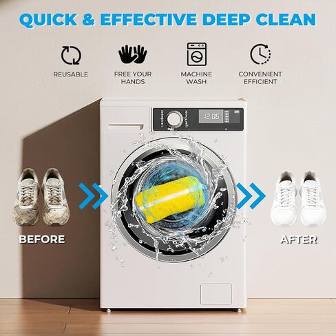 Shoe Washing Machine Bag Laundry Shoe Bag for Washer and Dryer Reusable 2pcs Yellow Shoe Cleaning Bags 360° Deep Cleaning Machine for All Shoes Types With Self-locking Zipper in Saudi Arabia