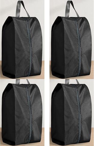4 Pack Zip Dustproof Shoe Bag, Large Waterproof Portable, Essential for Men and Women Travellers (Black) in Saudi Arabia