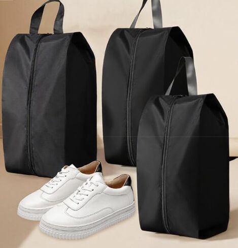 4 Pack Zip Dustproof Shoe Bag, Large Waterproof Portable, Essential for Men and Women Travellers (Black) in Saudi Arabia