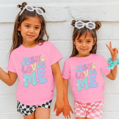 Girls Christian Graphic Tees Cute Jesus Shirt for Kids God Faith Bible Verse Shirts Inspirational Floral Tshirts Top in Saudi Arabia