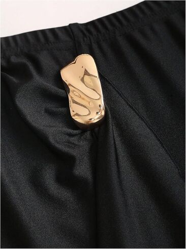 GORGLITTER تنورة نسائية طويلة على شكل ذيل السمكة أنيقة مكشكشة عالية الخصر معدنية Bodycon تنانير طويلة ملابس رسمية غير رسمية in Saudi Arabia