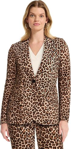 Anne Klein Women's Cotton Twill Cheetah Print Blazer in Saudi Arabia
