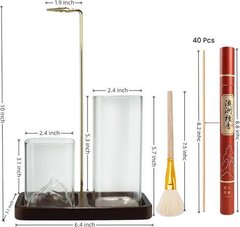2 in 1 Incense Holder for Sticks, Anti-Ash Flying Burner with 40 Incense Sticks & Removable Glass Ash Catcher, Home Decor for Meditation Yoga Spa in Saudi Arabia