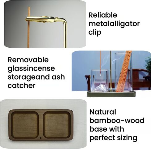 2 in 1 Incense Holder for Sticks, Anti-Ash Flying Burner with 40 Incense Sticks & Removable Glass Ash Catcher, Home Decor for Meditation Yoga Spa in Saudi Arabia