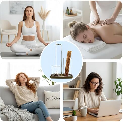 2 in 1 Incense Holder for Sticks, Anti-Ash Flying Burner with 40 Incense Sticks & Removable Glass Ash Catcher, Home Decor for Meditation Yoga Spa in Saudi Arabia
