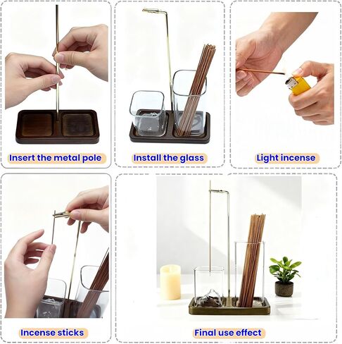 2 in 1 Incense Holder for Sticks, Anti-Ash Flying Burner with 40 Incense Sticks & Removable Glass Ash Catcher, Home Decor for Meditation Yoga Spa in Saudi Arabia