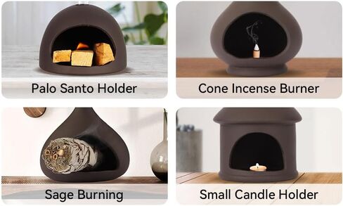 Multi-Functional Palo Santo Burner, Palo Santo Holder， Stick and Sage Smudging Bowl, Modern Incense Burner with Chimney, Ash Catcher, Suitable for Spiritual Rituals, Yoga, Meditation in Saudi Arabia