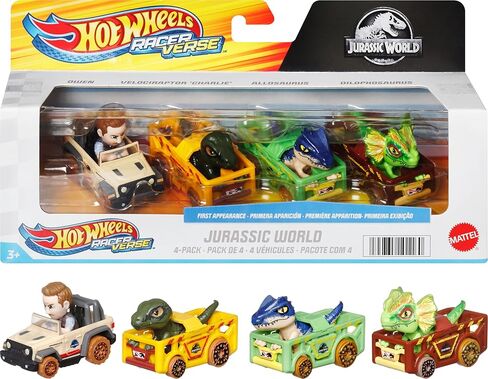 Hot Wheels RacerVerse, Set of 4 Die-Cast 1:64 Scale Toy Cars Optimized for Driving on Hot Wheels Tracks with Pop Culture Characters as Drivers in Saudi Arabia