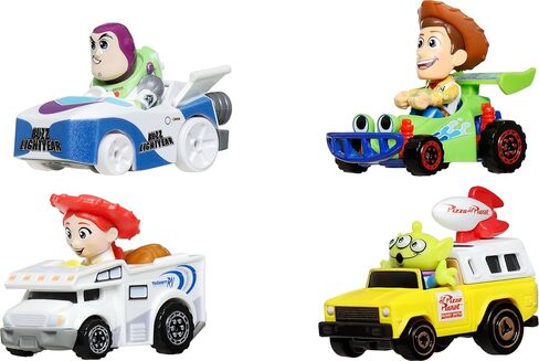 Hot Wheels RacerVerse, Set of 4 Die-Cast 1:64 Scale Toy Cars Optimized for Driving on Hot Wheels Tracks with Pop Culture Characters as Drivers in Saudi Arabia