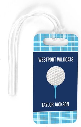 ChalkTalkSPORTS Golf Luggage & Bag Tag | Personalized Team with Golf Ball | Standard Lines on Back | Large | Yellow/Black in Saudi Arabia