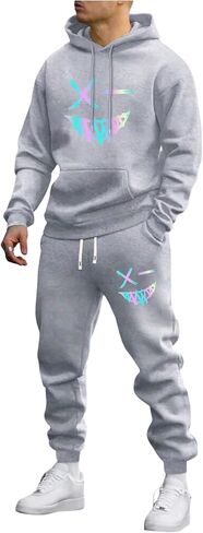 WDIRARA Men's 2 Piece Outfits Graphic Hoodie Sweatpants Set Workout Athletic Tracksuits in Saudi Arabia