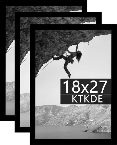 KTKDE 24x36 Poster Frame Black 3 Pack, 36 x 24 Picture Frames Wooden with Polished Plexiglass,Horizontal or Vertical Wall Mounting Hanging Large Studio Gallery Photo Frames Wall Art in Saudi Arabia